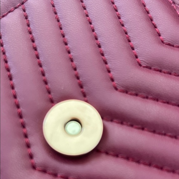 Badgley Mischka Wine Chevron Clutch with Gold Chain - Picture 7 of 16